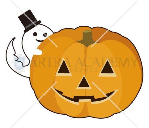 ハロウィンかぼちゃ 幽霊 イラスト キャラクター 素材ダウンロード アトラアカデミー