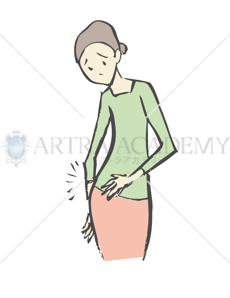 ぽっこりおなか 女性 イラスト 施術 素材ダウンロード アトラアカデミー