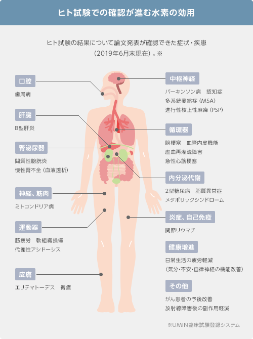 ヒト試験での確認が進む水素の効用